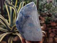 Polished Blue Spinel Spotted Quartz Standing Free Forms x 3 From Madagascar