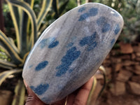 Polished Blue Spinel Spotted Quartz Standing Free Forms x 3 From Madagascar