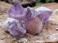 Natural Jacaranda Amethyst Single Quartz Crystals x 35 From Mumbwa, Zambia