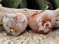 Polished Fossil Flower Agate Hearts x 6 From Antsahalova, Madagascar