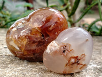 Polished Fossil Flower Agate Hearts x 6 From Antsahalova, Madagascar