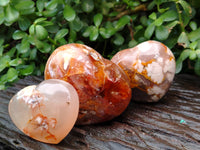 Polished Fossil Flower Agate Hearts x 6 From Antsahalova, Madagascar