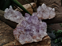 Natural Jacaranda Amethyst Single Quartz Crystals x 3 From Mumbwa, Zambia