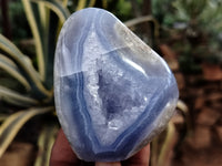 Polished Blue Lace Agate Geode Free Forms x 6 From Nsanje, Malawi