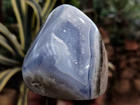 Polished Blue Lace Agate Geode Free Forms x 6 From Nsanje, Malawi