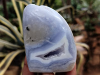 Polished Blue Lace Agate Geode Free Forms x 6 From Nsanje, Malawi