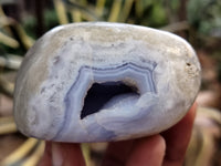 Polished Blue Lace Agate Geode Free Forms x 6 From Nsanje, Malawi