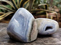 Polished Blue Lace Agate Geode Free Forms x 6 From Nsanje, Malawi