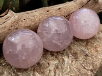 Polished Rose Quartz Spheres x 3 From Ambatondrazaka, Madagascar