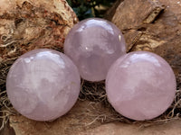 Polished Rose Quartz Spheres x 3 From Ambatondrazaka, Madagascar