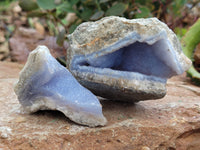 Natural Blue Lace Agate Geode Specimens x 12 From Nsanje, Malawi