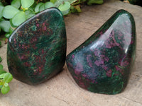 Polished Ruby Corundum In Chrome Verdite Free Forms x 2 From Zimbabwe