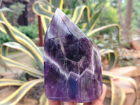 Polished Chevron Amethyst Points x 2 From Ankazobe, Madagascar