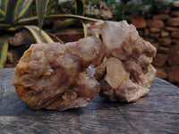 Natural Smokey Phantom Quartz Clusters x 3 From Luena, Congo