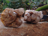 Natural Smokey Phantom Quartz Clusters x 3 From Luena, Congo