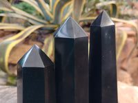 Polished Black Basalt Points x 3 From Antsirabe, Madagascar