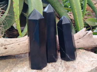 Polished Black Basalt Points x 3 From Antsirabe, Madagascar