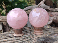 Polished Rose Quartz Spheres x 4 From Ambatondrazaka, Madagascar