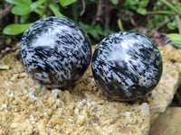 Polished Gabbro Merlinite Sphere's x 4 From Ambatofinandrahana, Madagascar