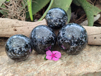 Polished Gabbro Merlinite Sphere's x 4 From Ambatofinandrahana, Madagascar