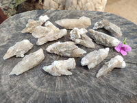 Natural Drusy Quartz Coated Calcite Pseudomorph Specimens x 12 From Alberts Mountain, Lesotho