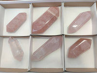 Polished Double Terminated Rose Quartz Points x 6 From Ambatondrazaka, Madagascar