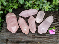 Polished Double Terminated Rose Quartz Points x 6 From Ambatondrazaka, Madagascar