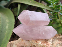 Polished Double Terminated Rose Quartz Points x 6 From Ambatondrazaka, Madagascar