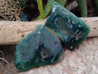 Polished on One Side Emerald Mtorolite Free Forms x 6 From Zimbabwe