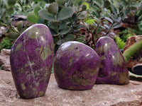 Polished Stichtite Standing Free Forms x 3 From Barberton, South Africa