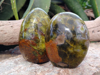 Polished Green Opal Standing Free Forms x 6 From Antsirabe, Madagascar