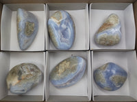 Polished Blue Lace Agate Geodes x 6 From Nsanje, Malawi