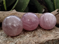 Polished Rose Quartz Spheres x 3 From Ambatondrazaka, Madagascar