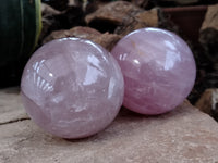 Polished Rose Quartz Spheres x 3 From Ambatondrazaka, Madagascar