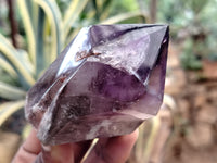 Polished Smokey Amethyst Window Enhydro Quartz Crystals x 4 From Akansobe, Madagascar