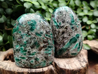 Polished Emerald Mica In Matrix Standing Free Forms x 4 From Mutoko, Zimbabwe