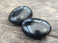 Polished Black Tourmaline Palm Stones x 29 From Madagascar