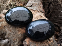 Polished Black Tourmaline Palm Stones x 29 From Madagascar