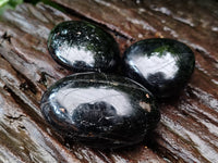 Polished Black Tourmaline Palm Stones x 29 From Madagascar