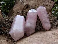 Polished Double Terminated Rose Quartz Points x 6 From Ambatondrazaka, Madagascar