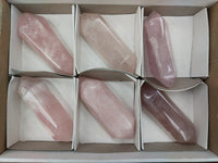 Polished Double Terminated Rose Quartz Points x 6 From Ambatondrazaka, Madagascar