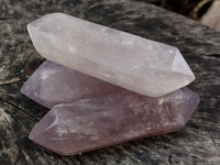 Polished Double Terminated Rose Quartz Points x 6 From Ambatondrazaka, Madagascar