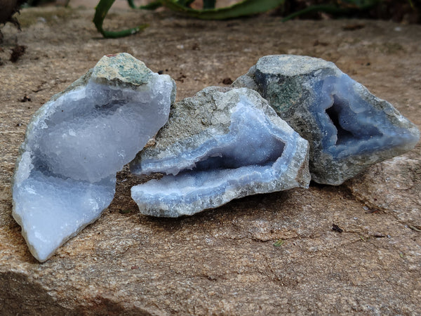 Natural Blue Lace Agate Geodes x 12 From Nsanje, Malawi