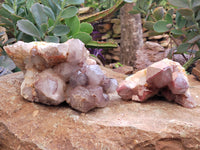 Polished Red Hematoid Phantom Quartz Clusters x 2 From Karoi, Zimbabwe