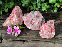 Natural Rhodonite Cobbed Specimens x 3 From Rhusinga, Zimbabwe