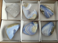 Polished Blue Lace Agate Geodes x 6 From Nsanje, Malawi