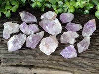 Natural Jacaranda Amethyst Single Quartz Crystals x 24 From Mumbwa, Zambia