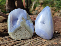 Polished Blue Lace Agate Standing Free Forms x 4 From Nsanje, Malawi