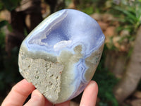 Polished Blue Lace Agate Standing Free Forms x 4 From Nsanje, Malawi