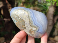 Polished Blue Lace Agate Standing Free Forms x 4 From Nsanje, Malawi